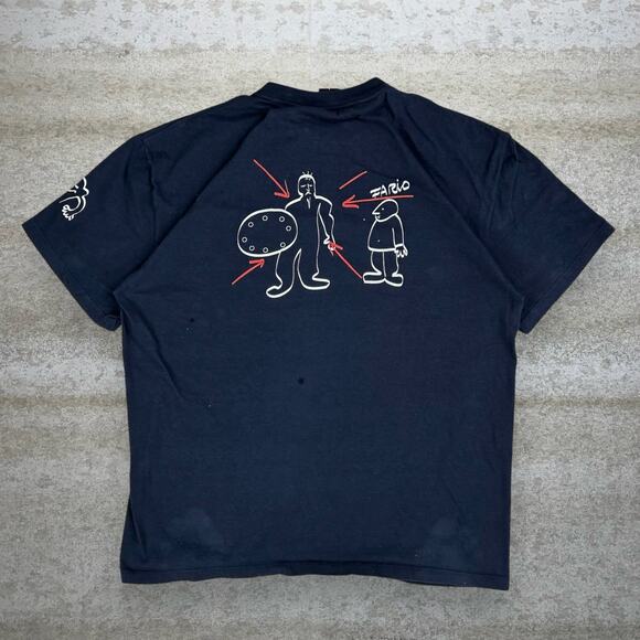 Vintage Y2K MFG Girbaud Shirt Mens L Navy Blue Cotton Short Sleeve - Picture 2 of 4